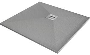 Mexen Stone+ brodzik kompozytowy kwadratowy 70 x 70 cm, szary-beton - 44617070