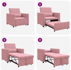 Sofa 3w1 z aksamitu w kolorze jasnorÃ³Å¼owym - komfortowy mebel do salonu