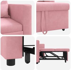 Sofa 3w1 z aksamitu w kolorze jasnorÃ³Å¼owym - komfortowy mebel do salonu