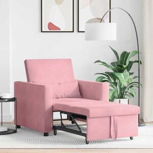 Sofa 3w1 z aksamitu w kolorze jasnorÃ³Å¼owym - komfortowy mebel do salonu