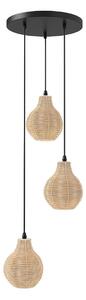 Lampa wisząca z 3 plecionymi rattanowymi kloszami