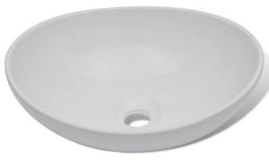 Umywalka z baterią mieszającą, ceramiczna, owalna, biała