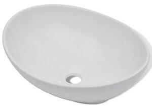 Umywalka z baterią mieszającą, ceramiczna, owalna, biała