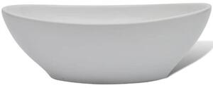 Umywalka z baterią mieszającą, ceramiczna, owalna, biała