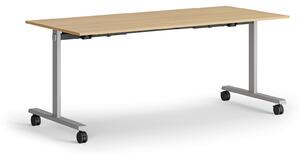 Mobilny stół MATCH, 180x80 cm, szara podstawa, buk