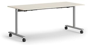 Mobilny stół MATCH, 180x80 cm, szara podstawa, brzoza