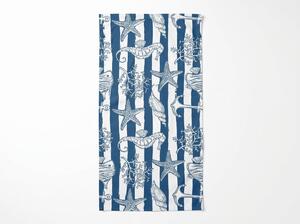Szybkoschnący ręcznik plażowy NAUVIA niebiesko-biały 70 x 140 cm, 100% mikrofibra