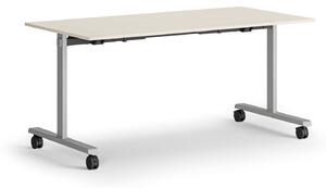 Mobilny stół MATCH, 160x80 cm, szara podstawa, brzoza