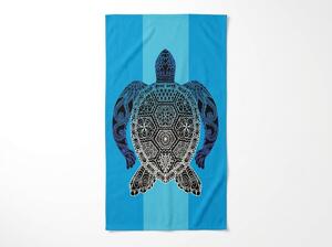 Szybkoschnący ręcznik plażowy XXL SHELL GEM niebieski 150 x 210 cm, 100% mikrofibra