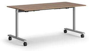 Mobilny stół MATCH, 160x80 cm, szara podstawa, orzech