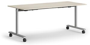 Mobilny stół MATCH, 180x80 cm, szara podstawa, dąb naturalny