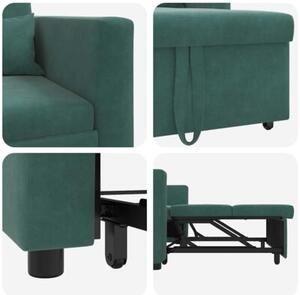 Sofa 3w1 z aksamitu w kolorze ciemnozielonym - funkcjonalnoÅÄ i elegancja do twojego salonu