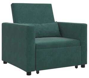 Sofa 3w1 z aksamitu w kolorze ciemnozielonym - funkcjonalnoÅÄ i elegancja do twojego salonu