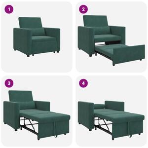 Sofa 3w1 z aksamitu w kolorze ciemnozielonym - funkcjonalnoÅÄ i elegancja do twojego salonu