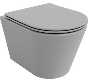 Mexen Rico miska wc Rimless z deską wolnoopadającą slim, duroplast, szara jasna mat - 30724061