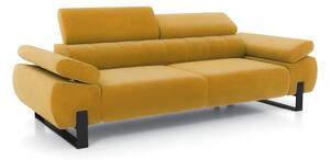 Sofa trzyosobowa z elektrycznie wysuwanym siedziskiem Verica III - miodowa tkanina łatwoczyszcząca Maya 05 / czarny - Limitowana oferta