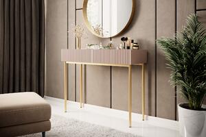 Konsola / toaletka Nicole 100 cm z szufladami - antyczny róż / złote nóżki - Limitowana oferta