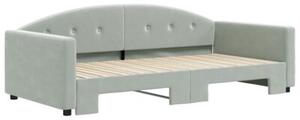 Sofa rozsuwana, jasnoszara, 100x200 cm, aksamit