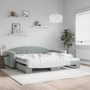 Sofa rozsuwana, jasnoszara, 100x200 cm, aksamit