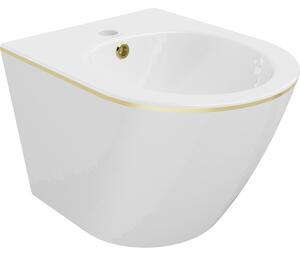Mexen Lena bidet wiszący, biały/złoty linia - 35224805