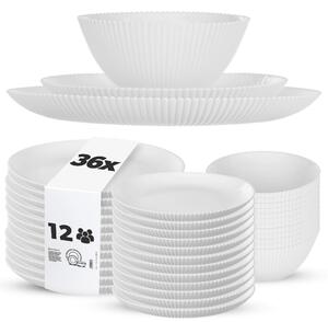 Zestaw obiadowy Regno salaterka 15 cm + talerz deserowy + talerz płytki biały 12 kpl