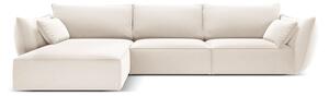 Beżowy aksamitny narożnik (lewostronny/z szezlongiem) Vanda – Mazzini Sofas