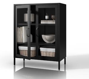 Witryna przeszklona niska czarna: GINA Modern 800 x 1015 x 400 mm