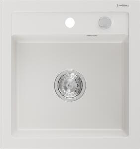 Mexen Vito zlewozmywak granitowy 1-komorowy 520 x 490 mm, biały, syfon chrom - 6503521000-20