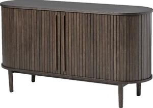 Brązowa komoda w dekorze dębu z drzwiami przesuwnymi 140x76x45 cm Meta – Unique Furniture