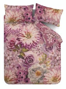 Różowa pościel jednoosobowa 135x200 cm Rosemoor Floral – RHS
