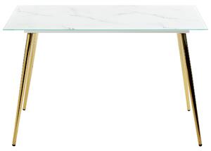 Nowoczesny stół do jadalni szkło hartowane efekt marmuru ze złotym Mulga Beliani