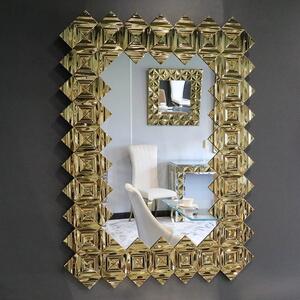 Złote lustro glamour prostokątne 85x117 cm M-0697
