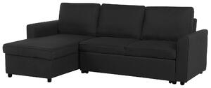 Prawostronna sofa narożna z tkaniny czarna poduchy na oparcie do salonu Nesna Beliani