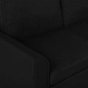 Prawostronna sofa narożna z tkaniny czarna poduchy na oparcie do salonu Nesna Beliani