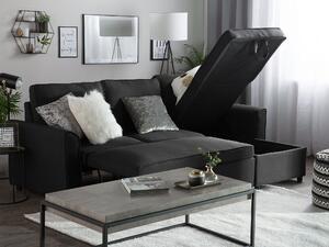 Lewostronna sofa narożna z tkaniny czarna poduchy na oparcie do salonu Nesna Beliani