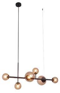 Lampa wisząca w stylu Hotel Chic ciemny brąz z brązowym szkłem 6-źródeł światła - Monaco Oswietlenie wewnetrzne