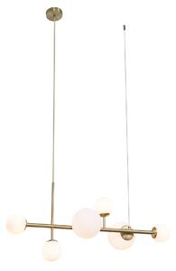 Lampa wisząca w stylu hotelowym, złota z opalowo-białym szkłem, 6-punktowa - Monaco Oswietlenie wewnetrzne