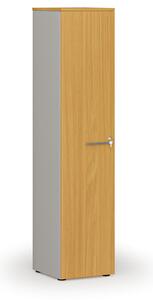 Szafa biurowa wąska PRIMO GRAY, 400 x 420 x 1781 mm, szary/buk