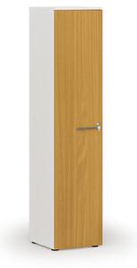 Szafa biurowa wąska PRIMO WHITE, 400 x 420 x 1781 mm, biały/buk