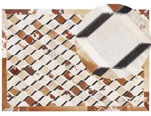 Dywan patchwork skórzany z wzorem 160 x 230 cm brązowy Serinova Beliani