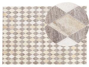 Nowoczesny dywan skórzany patchwork 140x200 geometryczny beżowo brązowy Seslice Beliani