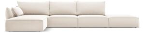 Beżowy aksamitny narożnik (lewostronny/z szezlongiem) Vanda – Mazzini Sofas