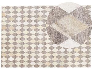 Nowoczesny dywan skórzany patchwork 160x230 geometryczny beżowo brązowy Seslice Beliani