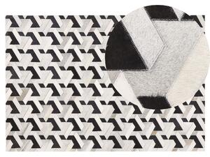 Dywan patchwork skórzany 140 x 200 cm geometryczny wzór czarno-szary Narman Beliani