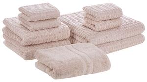 Komplet 9 ręczników łazienkowych dla gości bawełna low twist różowy Atai Beliani