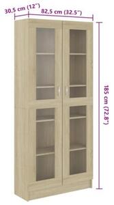 Witryna, dąb sonoma 82,5x30,5x185 cm, materiał drewnopochodny