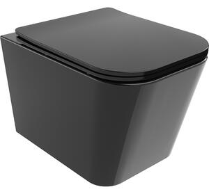 Mexen Teo miska wc Rimless z deską wolnoopadającą slim, duroplast, czarna połysk - 30854070