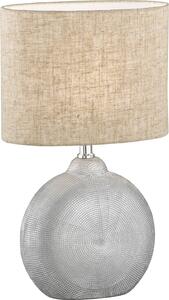 Lampka stołowa, nocna srebrna ceramiczna podstawa
