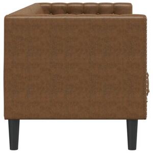 Sofa chesterfield, 3-os., brÄ zowa, sztuczna skÃ³ra zamszowa