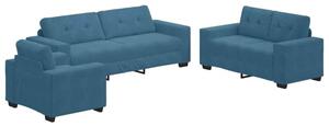Sofa 3 szt. niebieski tkanina lniana